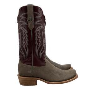 R Watson Men 9.5 Boots Dark Cherry Sinatra Cowhide Leather Cowboy Western Square